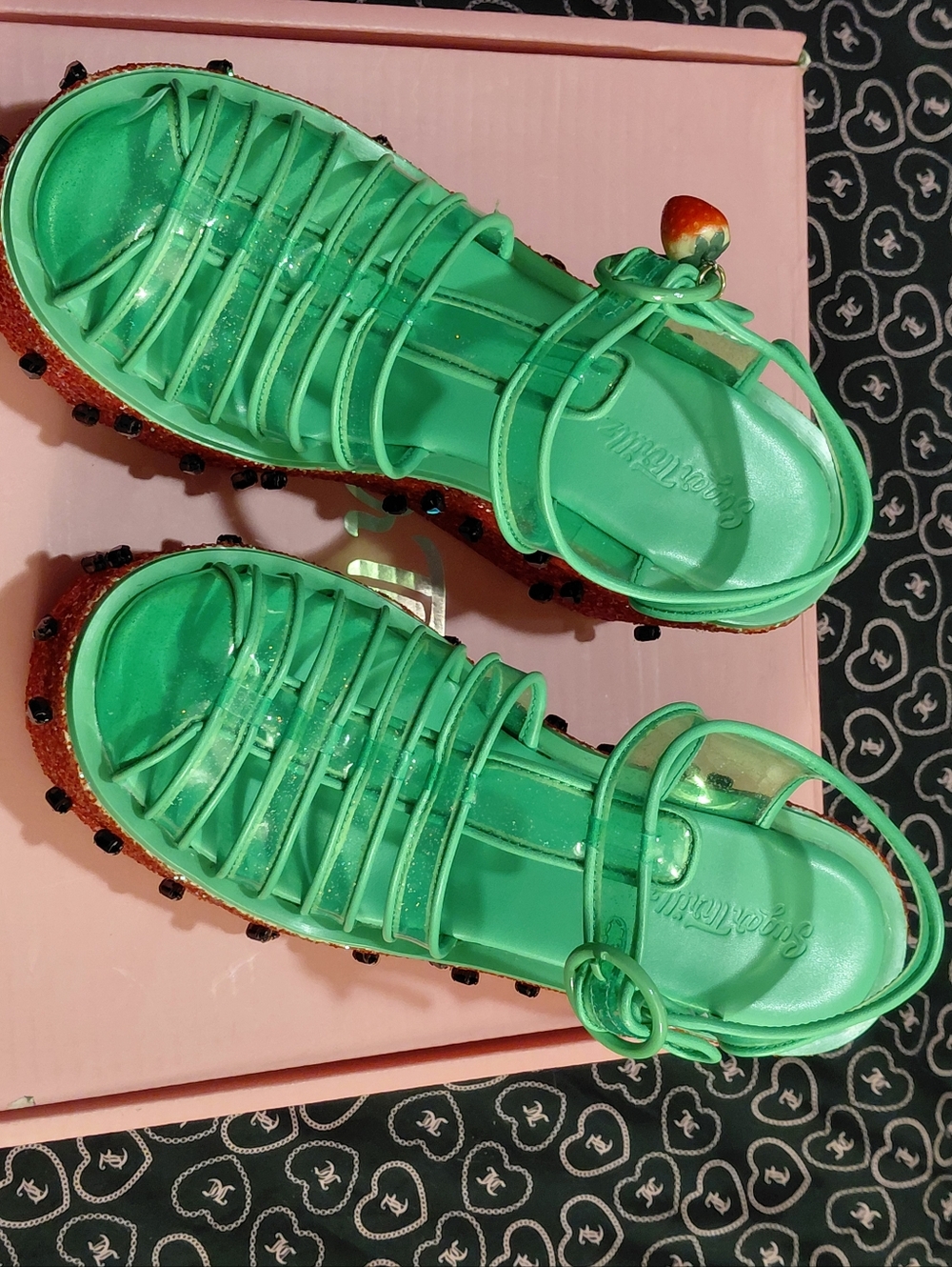 Dolls Kill Sugar Thrillz Watermelon Glitter Jelly Platform Sandals U.S 9 / 8.5 - Picture 7 of 11